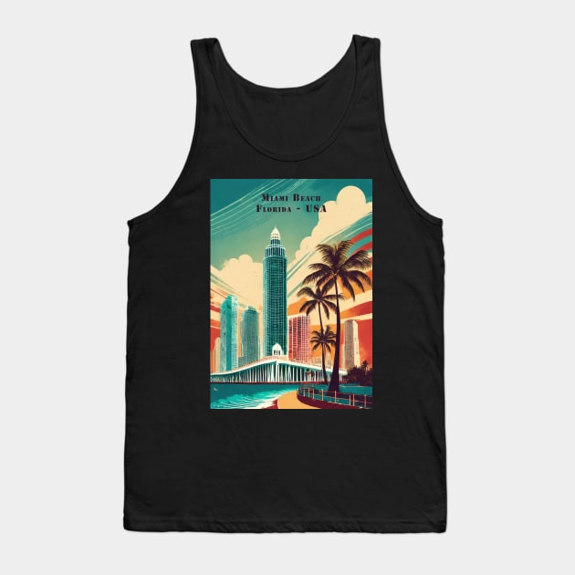 Miami Beach Vintage Travel Poster Tank Top by POD24